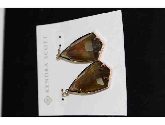 Kendra Scott 'Carla' Earrings in Rose Gold Brown Mother of Pearl