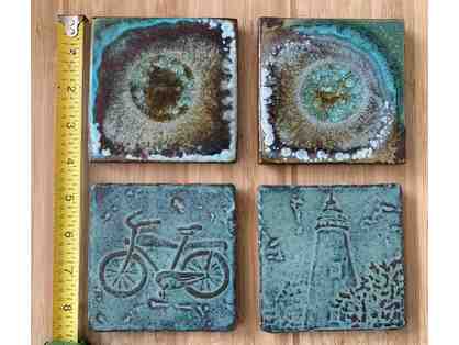Four Handcrafted Ceramic Coasters