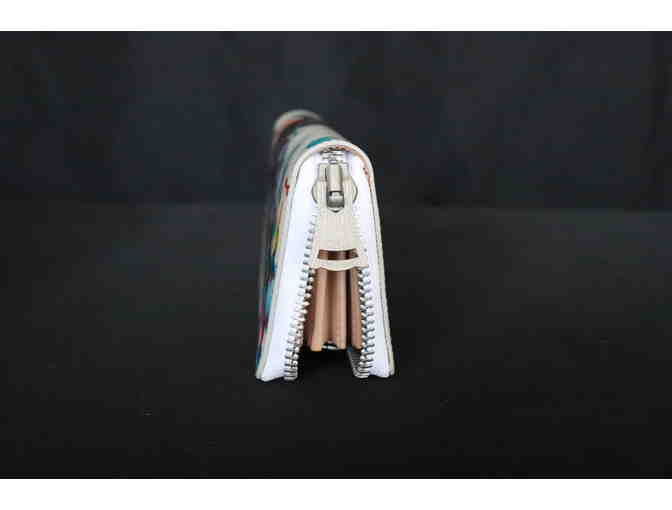 Brand New Japanese Large Macromauro Handpainted, White; Multi Color Wallet