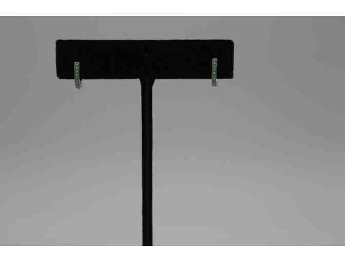 14K Yellow Gold Turquoise Huggies