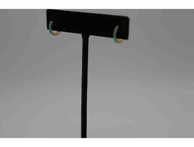 14K Yellow Gold Turquoise Huggies