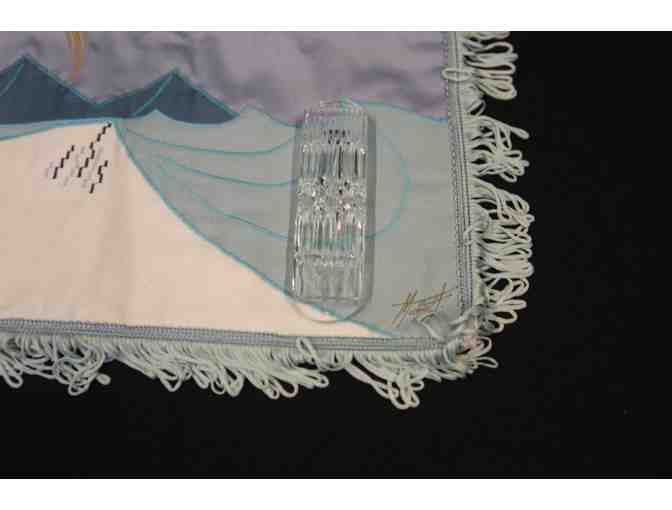 Crystal Mezuzah Holder and Hand Made Passover Matzah Cover