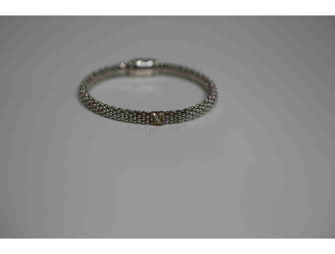 Lagos Gold and Silver Caviar Lux Diamond 'X' Bracelet, Size M(7)