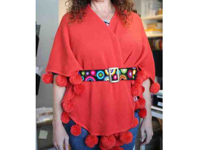 Handmade Belt Made In Peru Mlos & Ruana Red Alpaca/Rabbit Shawl By Cottoniere