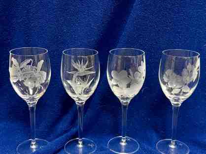 Tropical laser etched wine glasses - set of 4