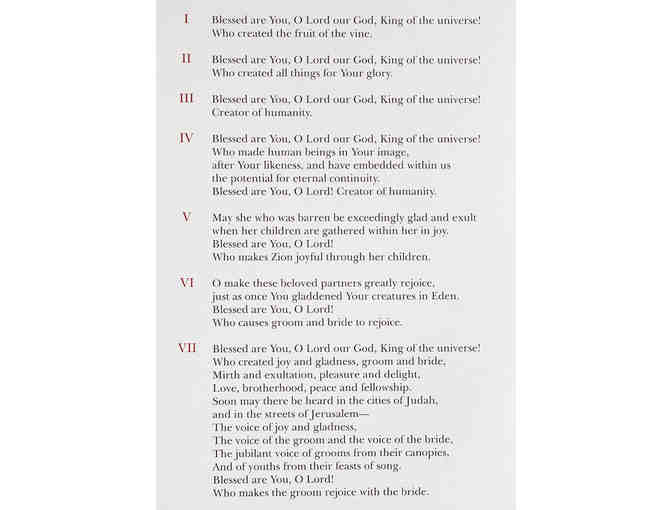 Seven Hebrew Wedding Blessings by David Moss