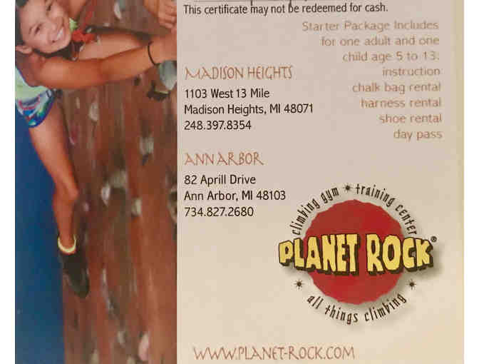 Planet Rock Climbing Gym Gift Card | Michigan