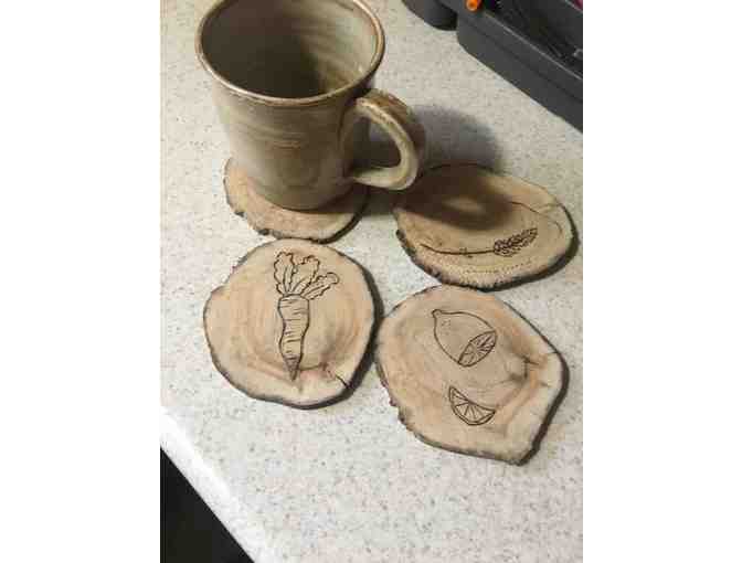 Wood burned Coaster Set (4)