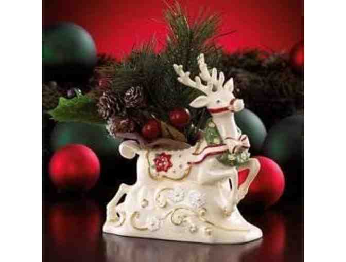 Lenox Petals and Pearls Reindeer with Wreath Vase