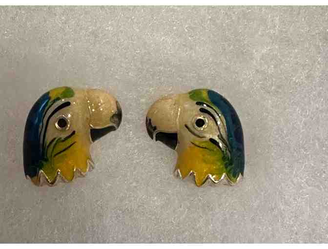 Sterling Silver Cufflinks with Hand Painted Enamel (2 sets!)