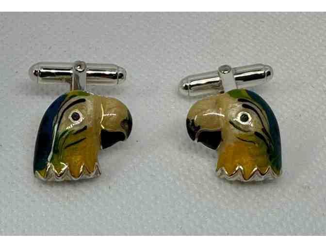 Sterling Silver Cufflinks with Hand Painted Enamel (2 sets!)