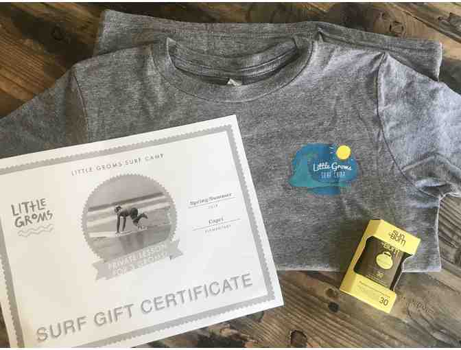 Little Groms Surf Camp - Private Lesson For 3, T-Shirt & Sun Bum Product