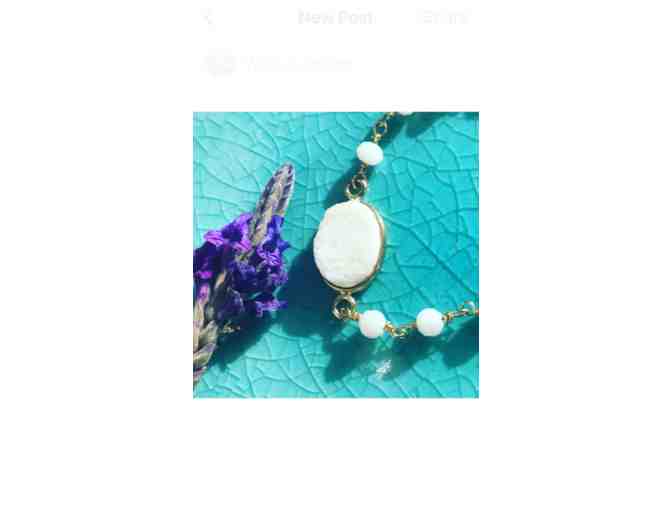 Bridget Designs - Druzy Bracelet with White Crystals on Gold Filled Wrapping Wire