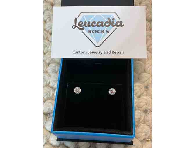 Leucadia Rocks Custom Jewelry : 14K Yellow Gold Cubic Zirconia Round Earrings