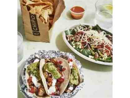 Chipotle TWO entrees and chips & queso!