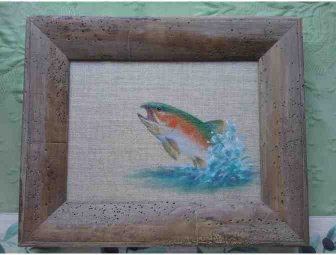 New Opening Bid Amount! Exquisite Painting of a Rainbow Trout by Susanne Billings