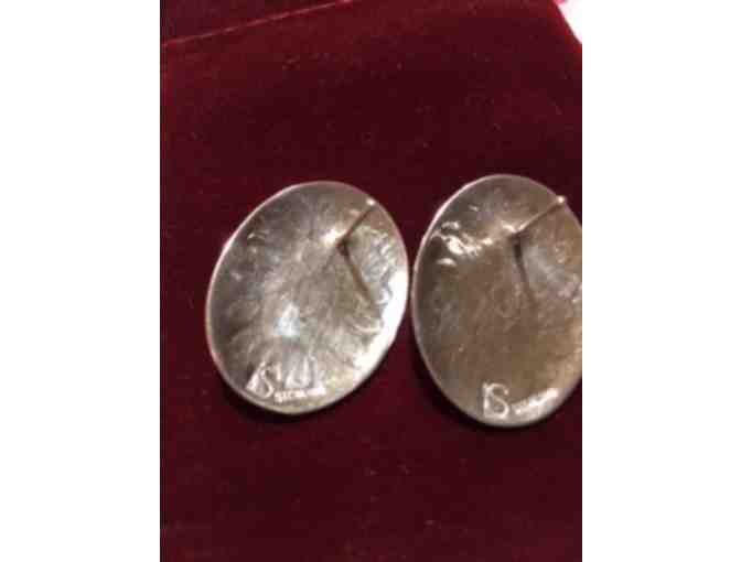 Sterling Silver Pierced Earrings with Orange Coral