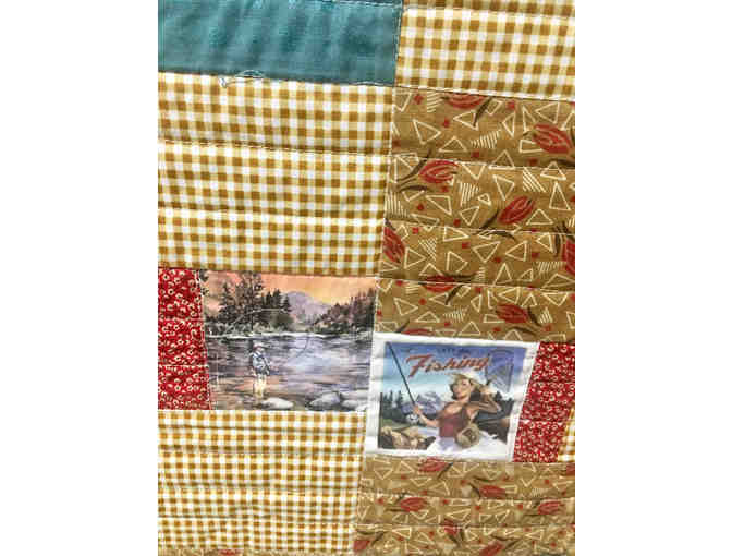 Fishing Themed Quilted Throw made by a Sister on the Fly!