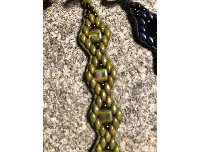 Bead Bracelets - Two Blue and Olive