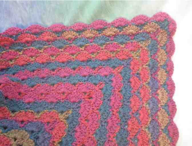 Handmade 'From the Middle' Afghan - Blue and Purple 54' x 54'