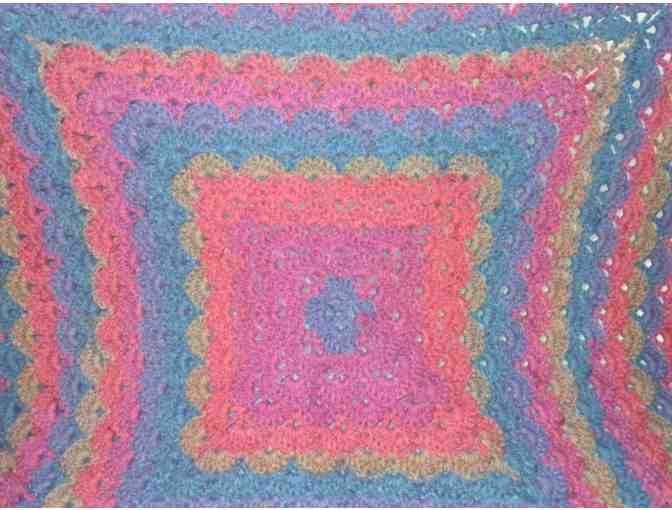 Handmade 'From the Middle' Afghan - Blue and Purple 54' x 54'