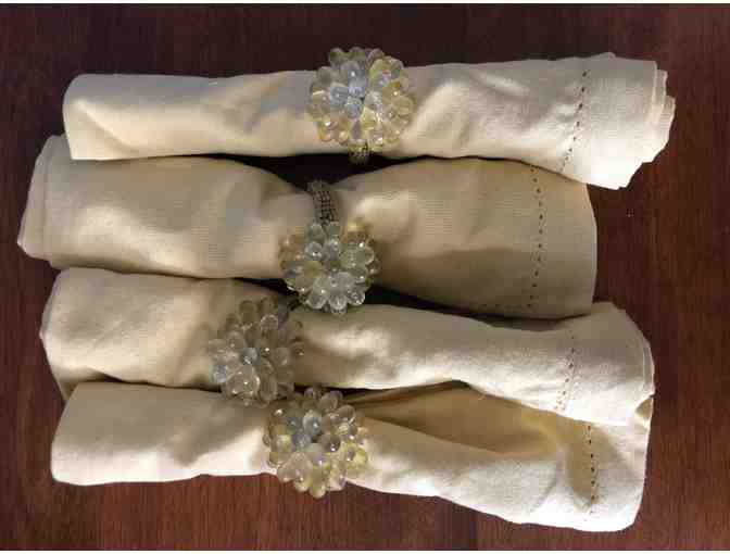 Set of 4 'CCC Yellow' Napkins with Starburst Rings