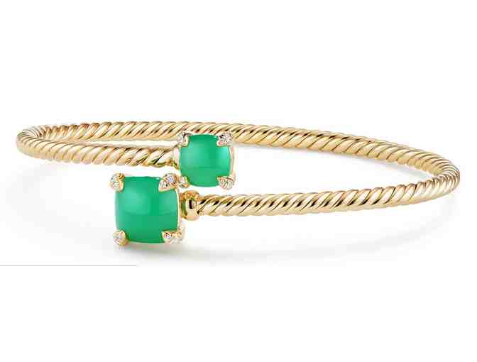 David Yurman Chatelaine Bypass Bracelet with Chrysoprase & Diamonds in 18K Yellow Gold