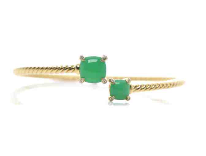 David Yurman Chatelaine Bypass Bracelet with Chrysoprase & Diamonds in 18K Yellow Gold