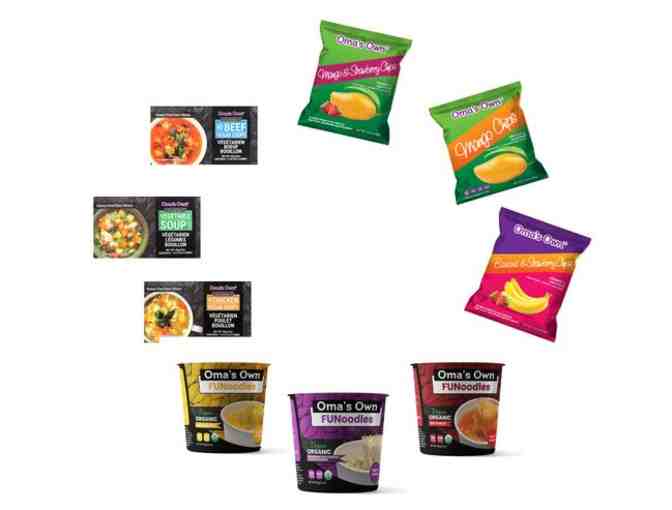 Oma's Own Gluten-Free Noodle Cups, Mango Chips, and Bouillon Cubes (F)