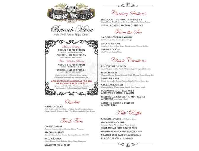 Magic Castle - Brunch Guest Card for up to 5 People