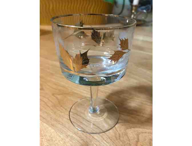 Set of 6 Stemmed Cordial/Aperitif Glasses with Gilt and Etched Decoration