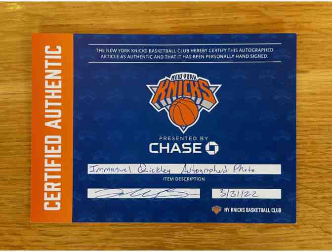 New York Knicks Point Guard Immanuel Quickley Autographed Photo