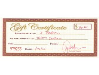 A Bellagio Italian Restaurant Gift Certificate