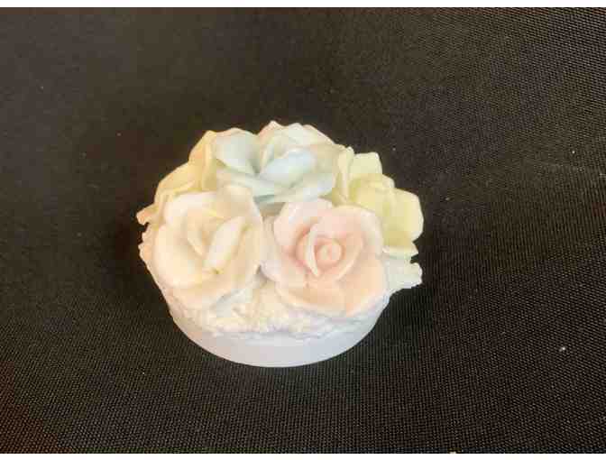 Pink Table Cloth, Napkins, Napkin Rings, Pin Cushion and Table Decoration