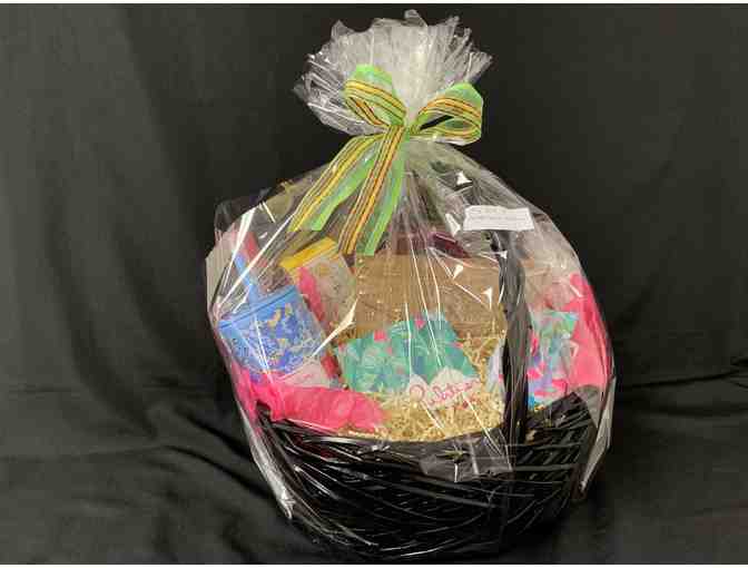 Lilly Pulitzer Basket - $50 GC, Tumbler, Bracelets, St. Bart's Cork Clutch - Value:  $250