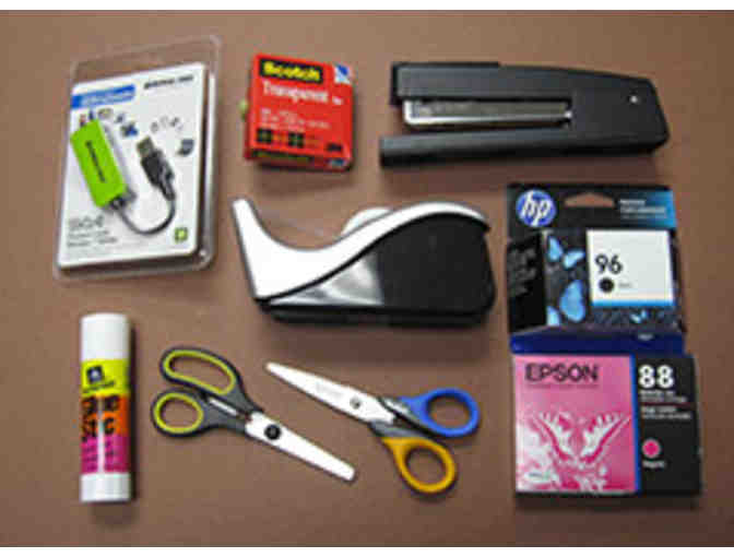 4 Cookbooks, clock, and set of stationary from Basalt Printing Office and Art Supply