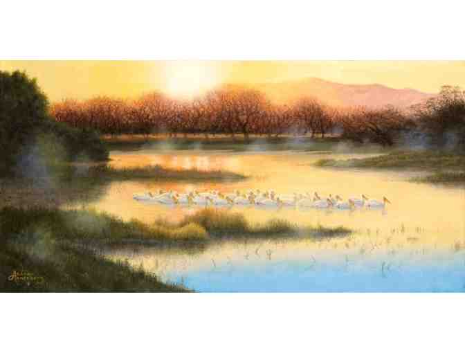 Limited Edition framed print on canvas by Andrew Annenberg - 'Pelican Dawn'