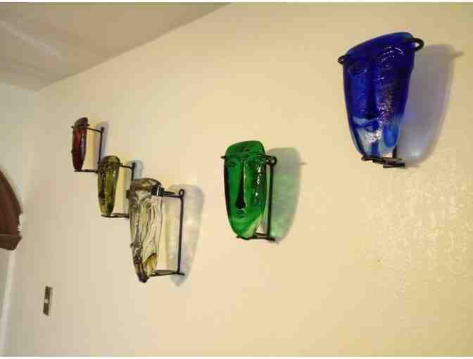 One ORANGE HEAT~~Blown Glass Art~~CANDLE HOLDER MASK~Tonala, Mexico