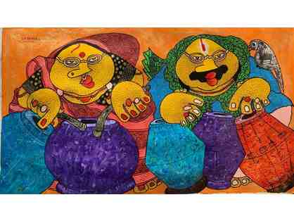Baba and Bibi - Painting by Shyamlal Mukherjee