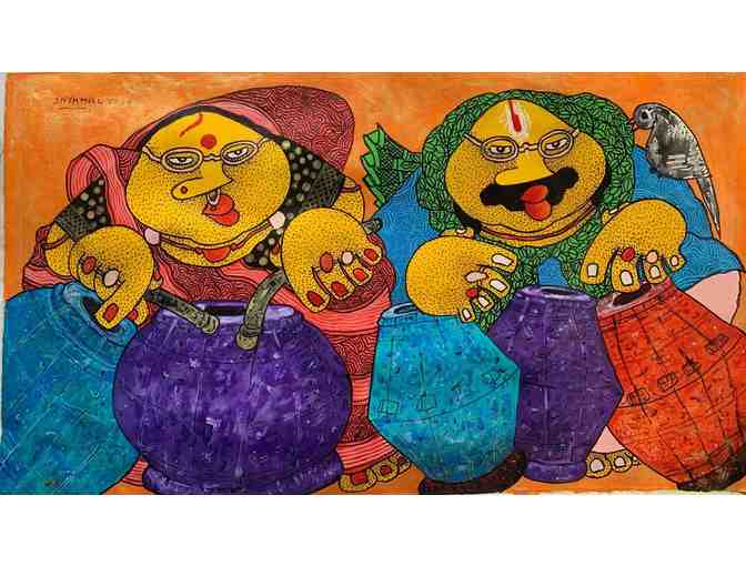 Baba and Bibi - Painting by Shyamlal Mukherjee - Photo 1