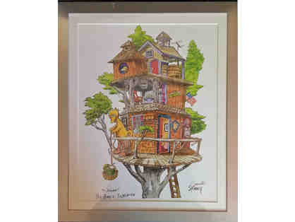 Autographed Caroll Spinney Print "Big Bird's Tree House"