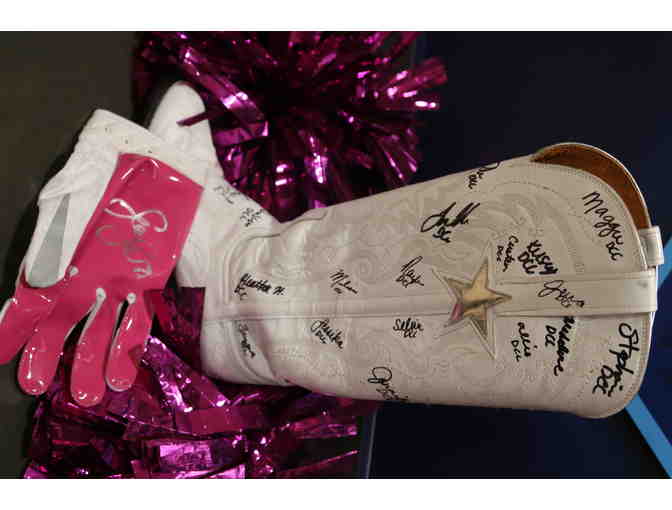 Sean Lee Game Worn Signed Glove & Dallas Cowboys Cheerleader Worn Boot & BHA Pom Poms