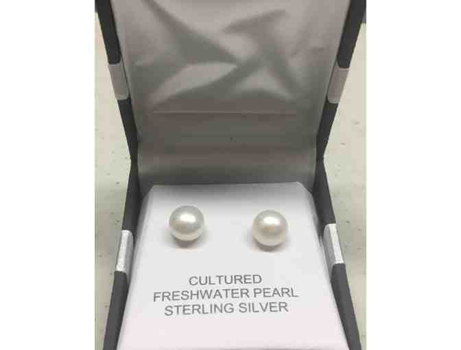 Pink Python 'Hope' Rustic Cuff Set, Pearl Earrings, and Pink, White, and Gray Afghan