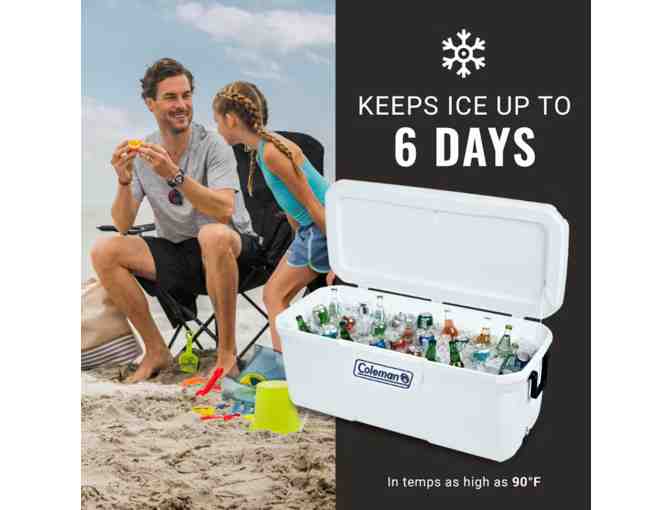 Two Tommy Bahama Backpack Beach Chairs & a Coleman 150-Quart Marine Hard Cooler