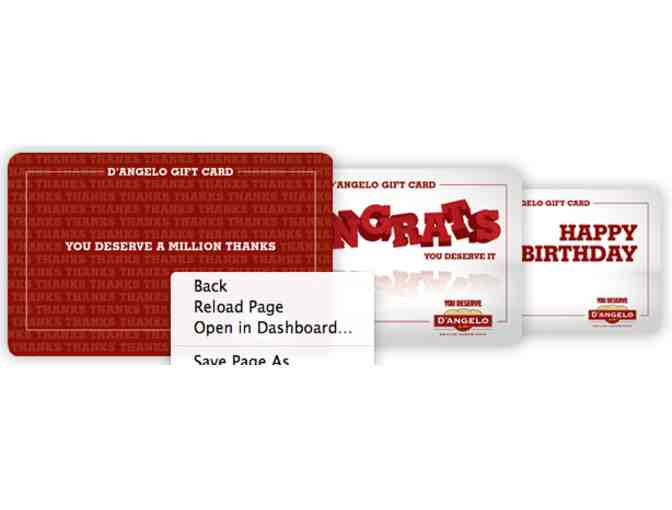 $20 Gift Card to D'Angelo Grilled Sandwiches