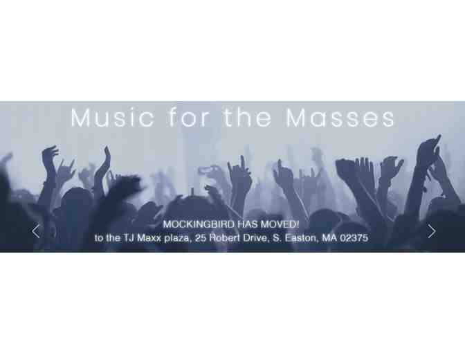 Three pack certificate for guitar or piano lessons at MockingBird Music of Easton