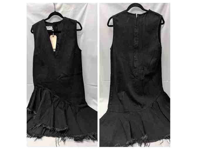 MARQUES' ALMEIDA Asymmetric frayed denim dress- Black -Medium