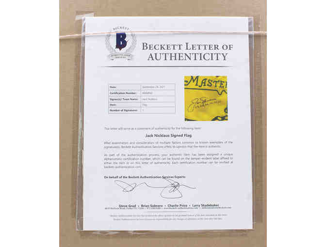 Enjoy Jack Nicklaus Signed Masters 20x30 Custom Framed Pin Flag Display Inscribed '63, 65,
