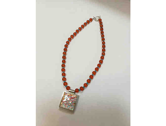 Lovely and Unique Sterling Silver & Dichroic Glass Pendant Necklace