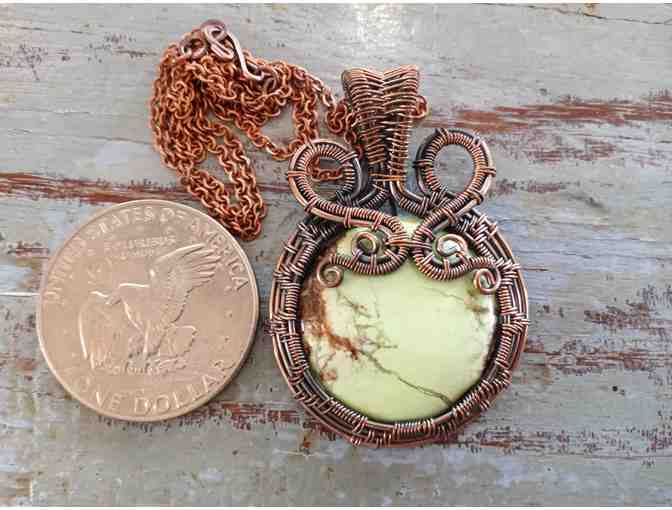 Lemon Chrysoprase Gemstone Wire Wrapped Pendant